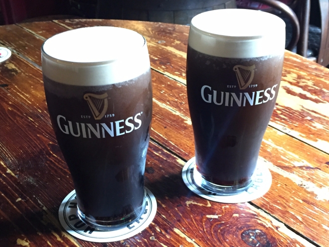 Guinness pints in Dublin Temple Bar