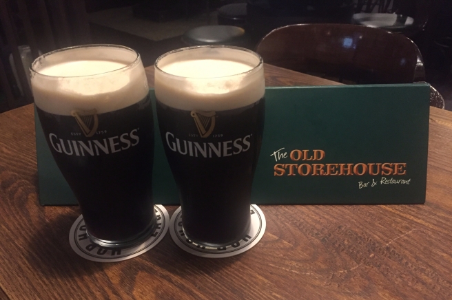 Guinness pints in Dublin The Old Storehouse